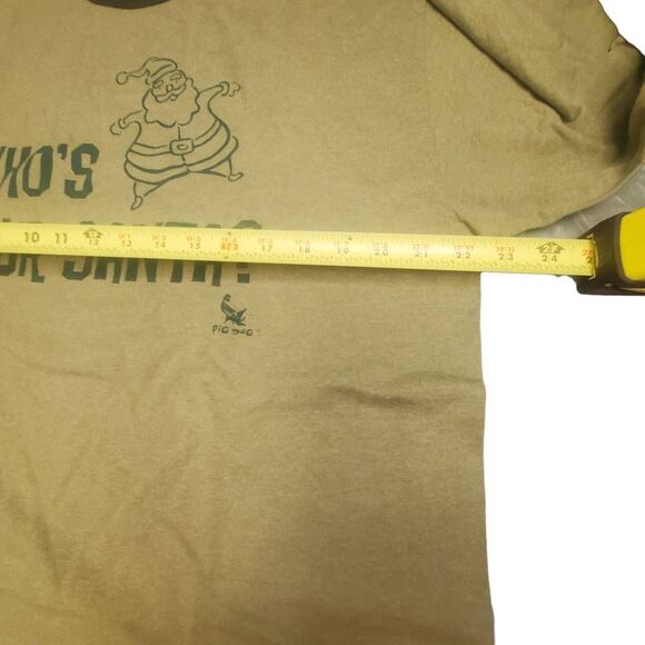 Dig Dog Adult Mens Short Sleeve Who’s Your Santa? Funny Graphic Christmas Ringer - Picture 3 of 5